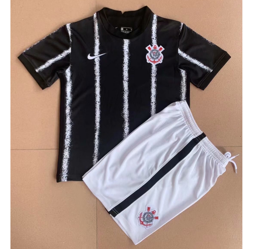 Kids SC Corinthians 2021/22 Away Soccer Kits Shirt With Shorts